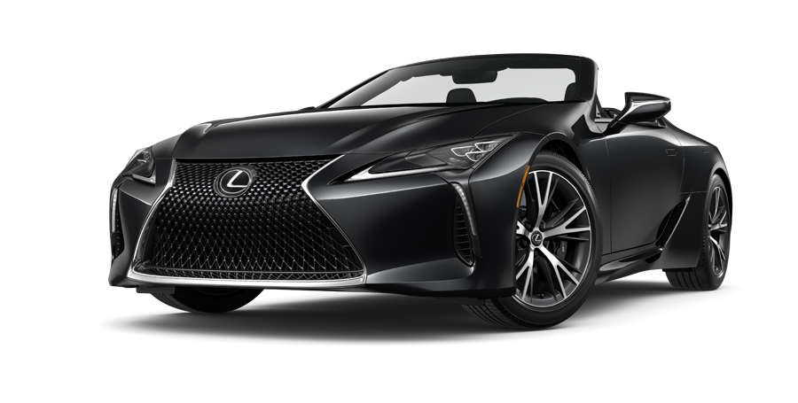 Exterior of the Lexus LC 500 Convertible shown in Caviar on a coastal highway background | Lexus of Louisville in Louisville KY