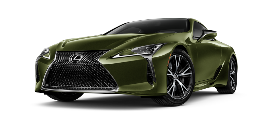 Exterior of the Lexus LC shown in Nori Green Pearl on a coastal highway background | Lexus of Louisville in Louisville KY